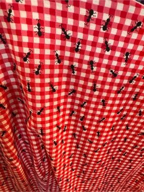 ModCloth Bea & Dot Pink Red Gingham Dress with Black Print